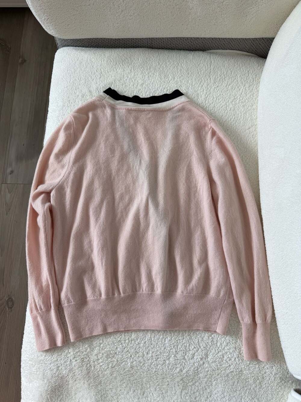 Sandro Paris Pink Wool & Cashmere Blandine Cardigan with Pearl Buttons - Picture 8 of 10